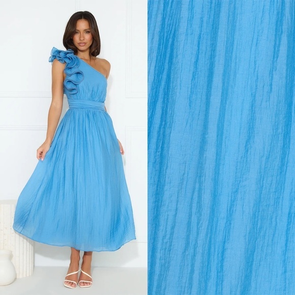 Hello Molly Dresses & Skirts - NWT HELLO MOLLY | Frill Detail Find Out One Shoulder Midi Dress Blue | Size XL